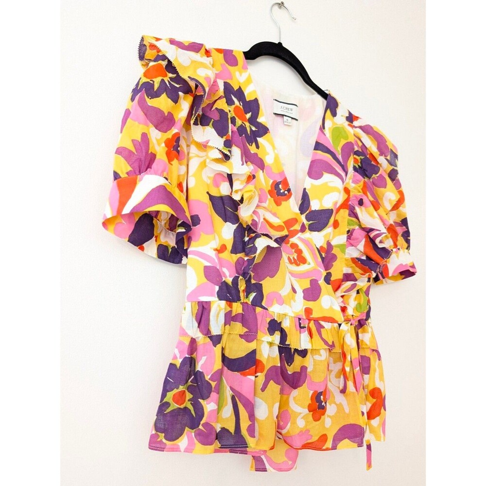 J.Crew Ruffle Wrap Top Ratti Curly Floral M - Picture 4 of 6